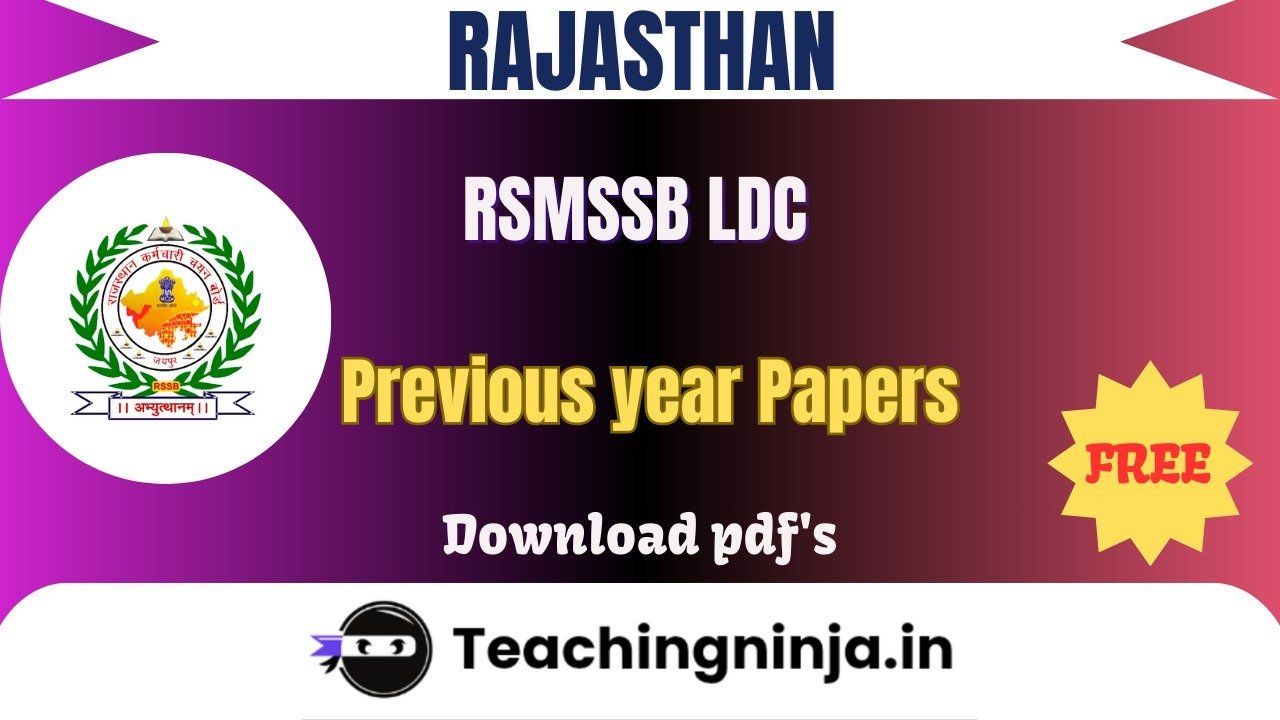 RSMSSB LDC 2024 Previous Papers Free Download Pdfs