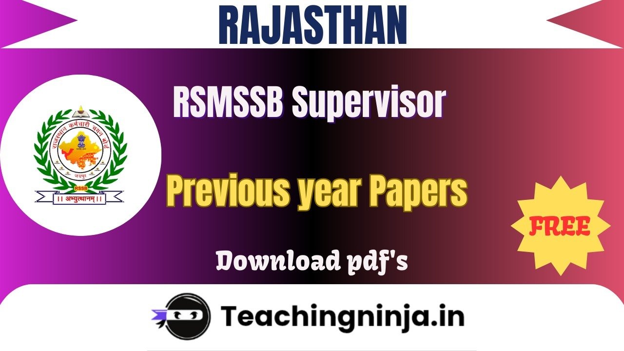RSMSSB Supervisor 2023 Previous Papers Download Free Pdfs