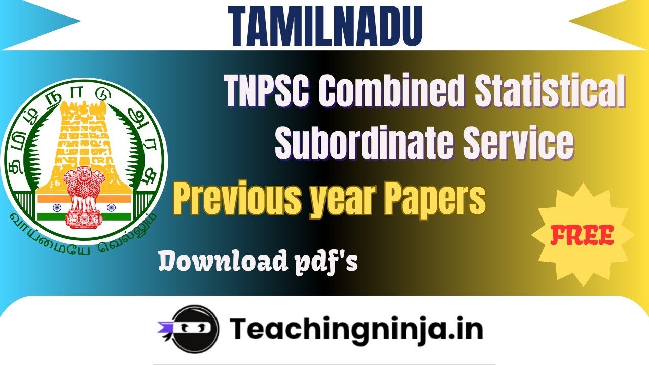 TNPSC Combined Statistical Subordinate Service 2023 Pyp Free Download
