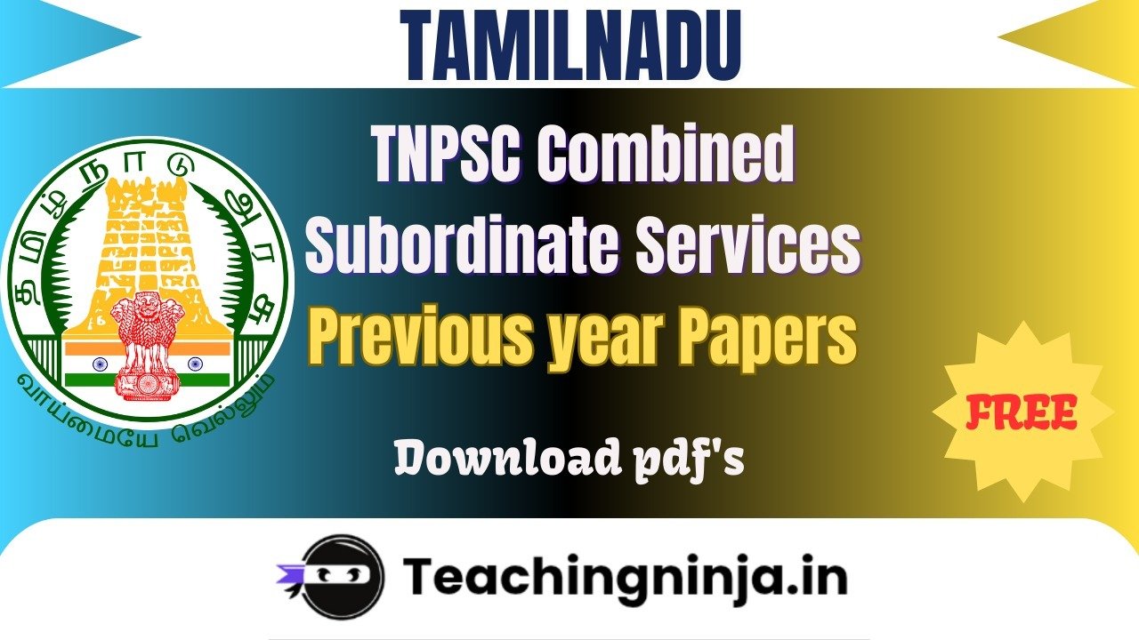 TNPSC Combined Subordinate Services 2019 Pyp Free Pdf Download