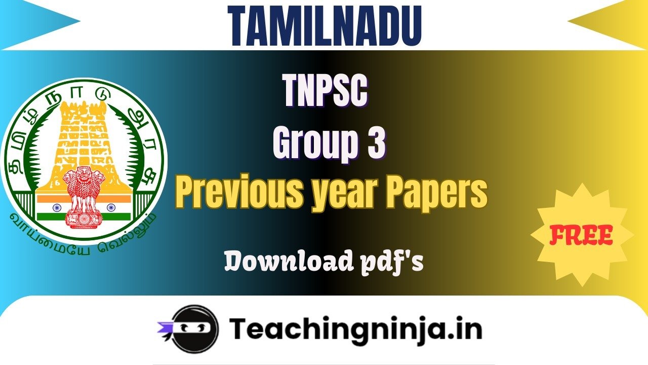 TNPSC Group 3 Previous Year 2023 PYPs Free Pdfs Download