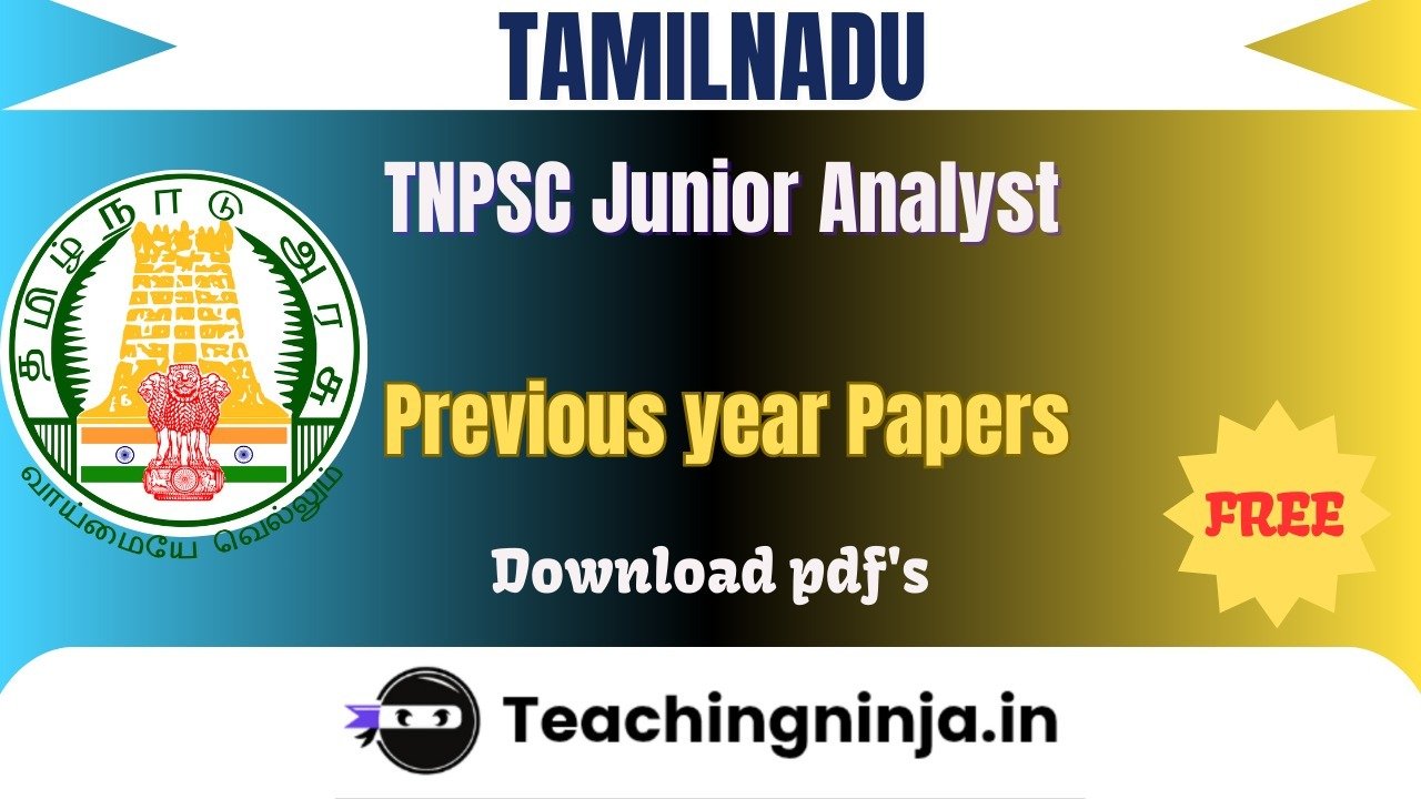 TNPSC Junior Analyst 2023 Previous Paper Download Free Pdfs