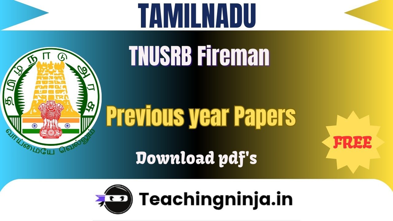 TNUSRB Fireman 2022 Previous Papers Download Free Pdfs