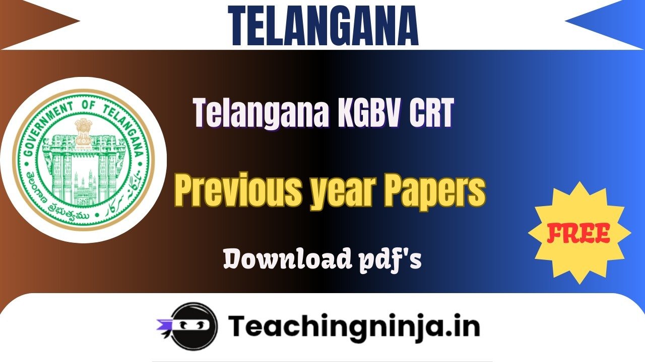 Telangana KGBV CRT 2023 Previous Paper Free Pdf Download