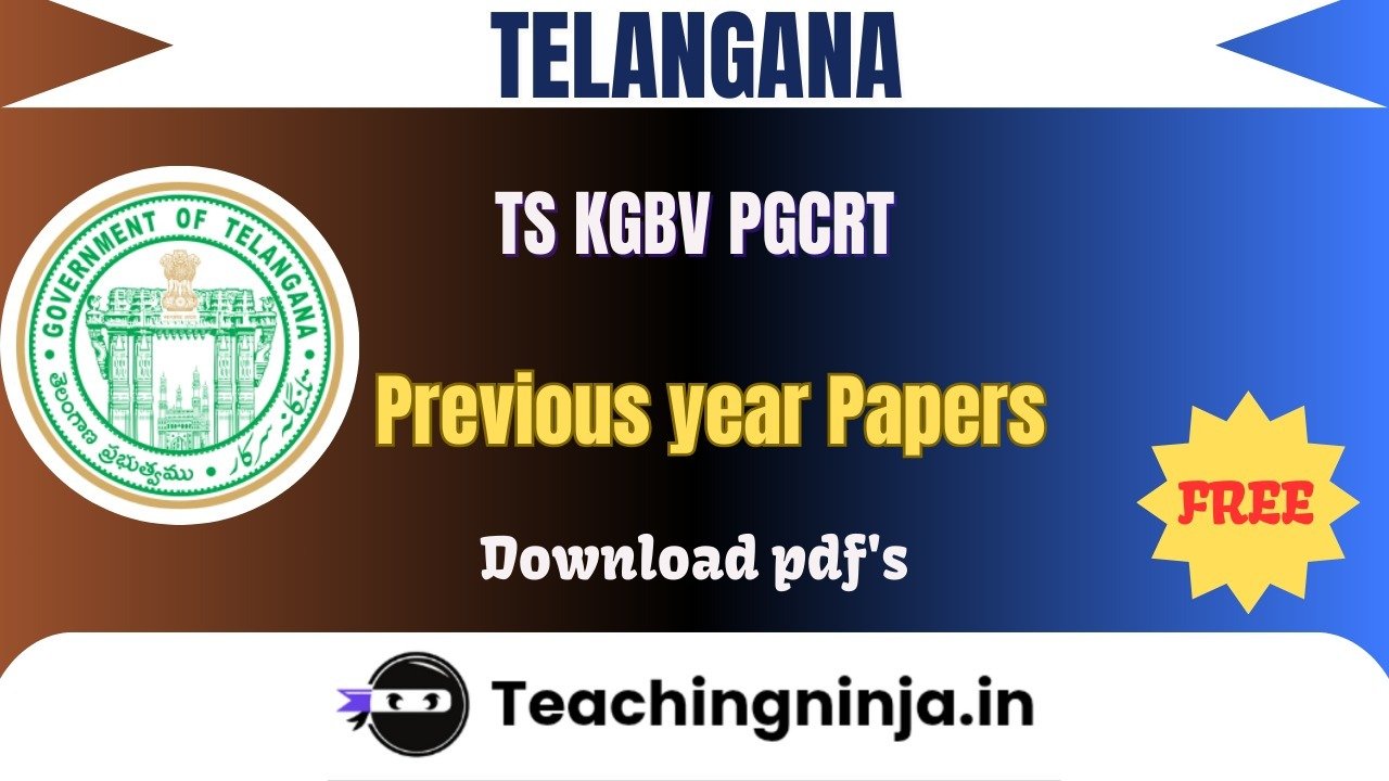 TS KGBV PGCRT 2023 Previous Paper Free Download Pdfs
