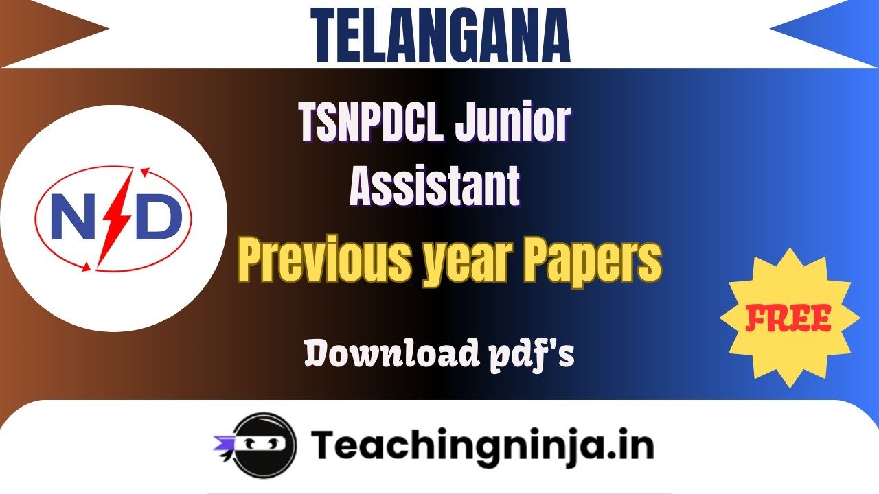 TSNPDCL Junior Assistant 2023 Previous Paper Free Pdf Download