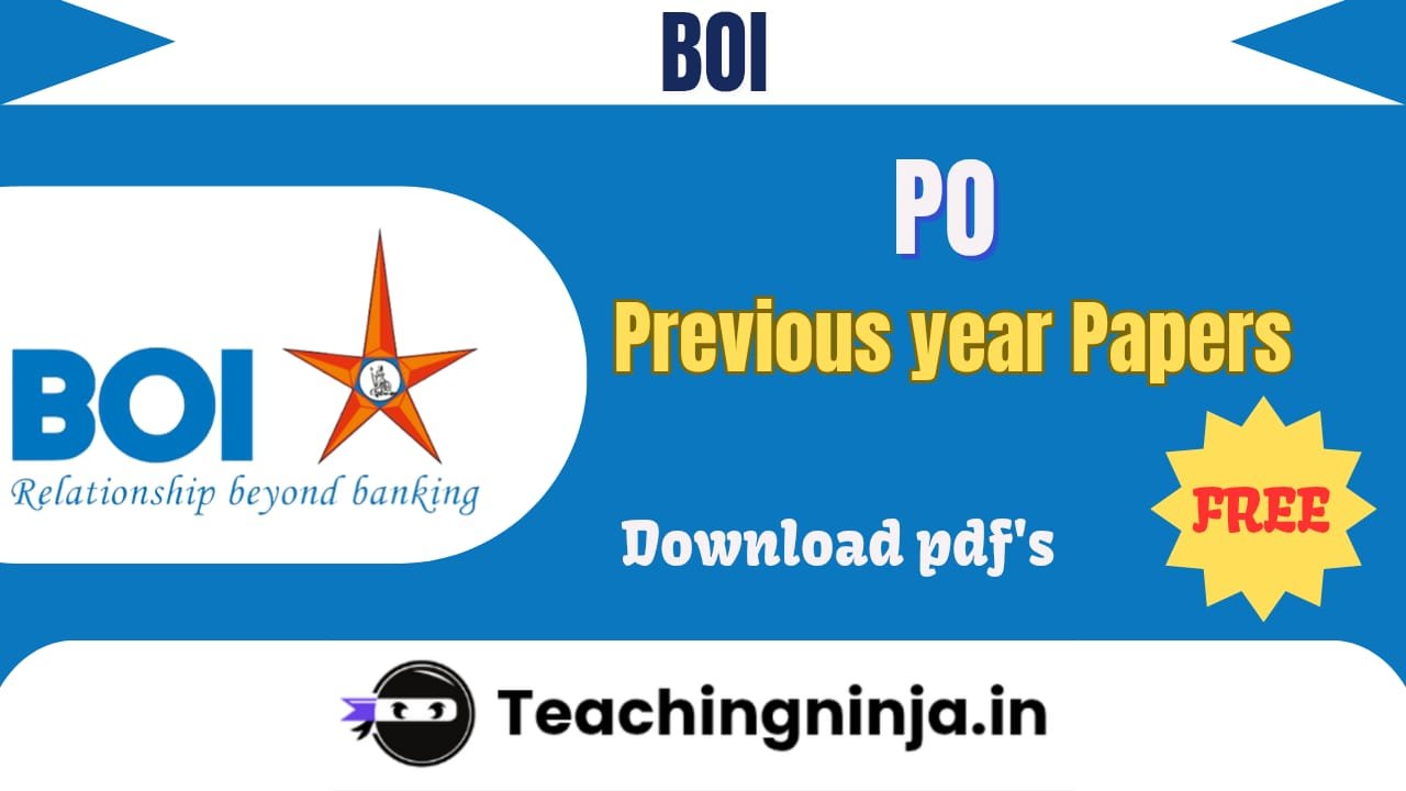 Bank of India PO Previous Papers free download