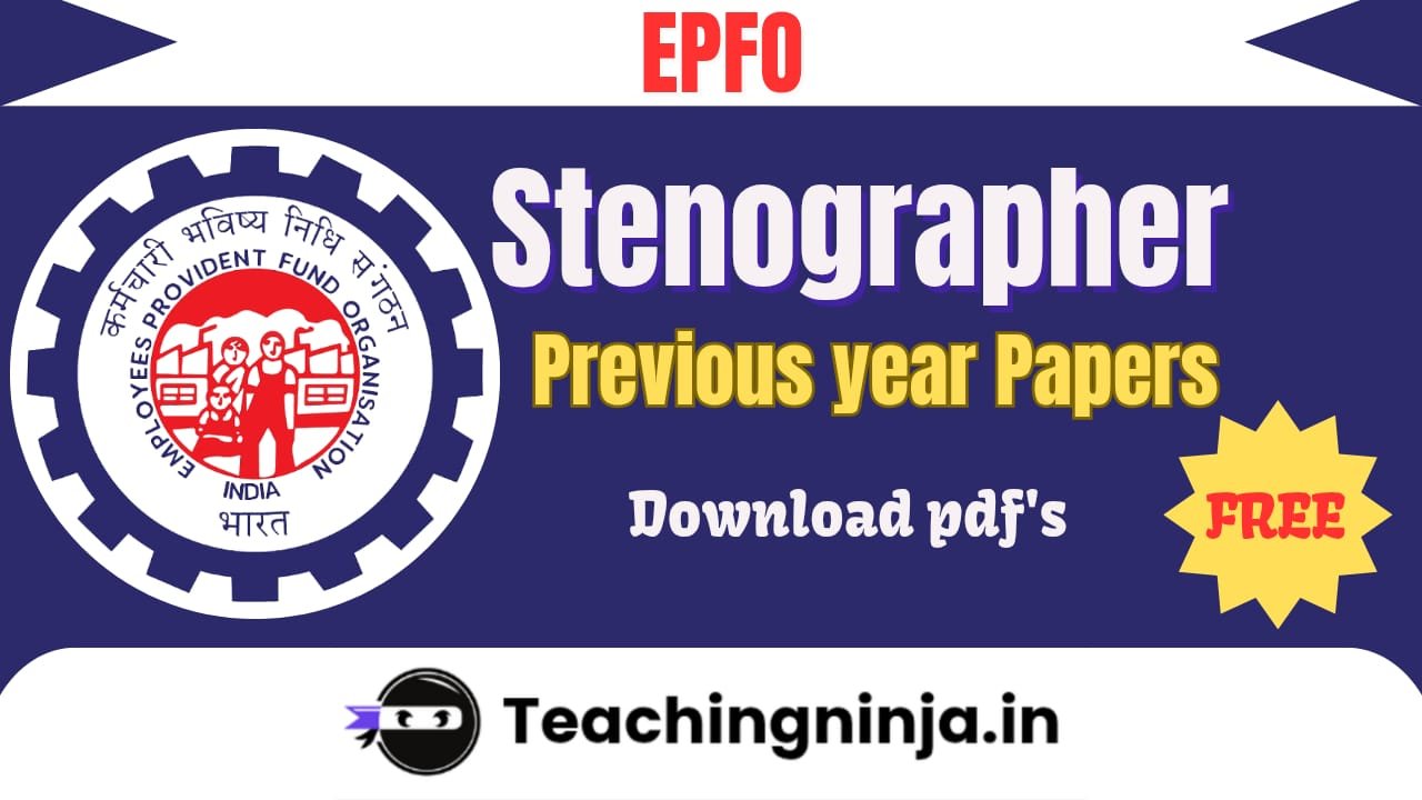 EPFO Stenographer 2025 Previous Papers Free Pdf