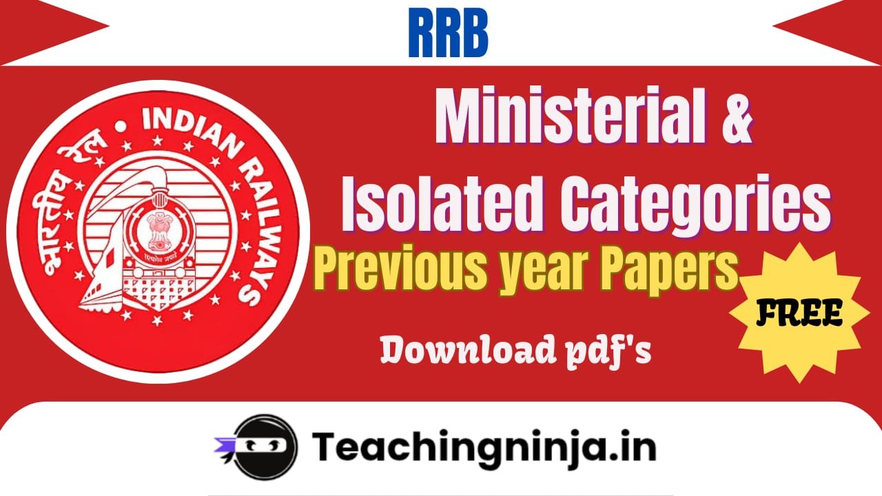 RRB Ministerial and Isolated Categories 2020 PYP Free Pdf Download