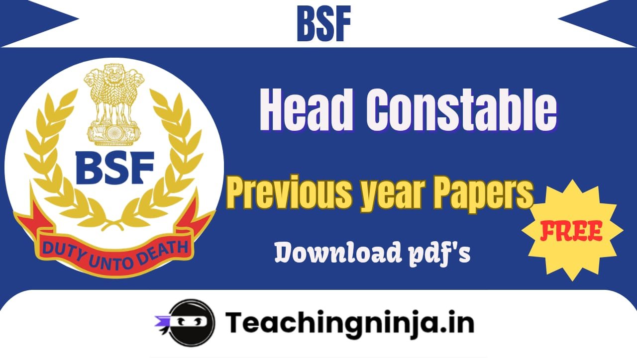 BSF Head Constable Previous Papers Pdf Download