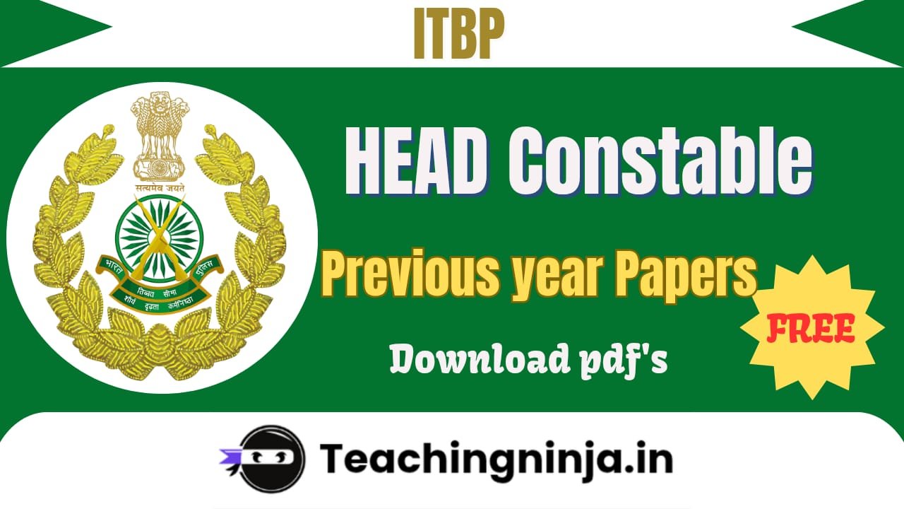 ITBP Head Constable Previous Papers Pdf Download