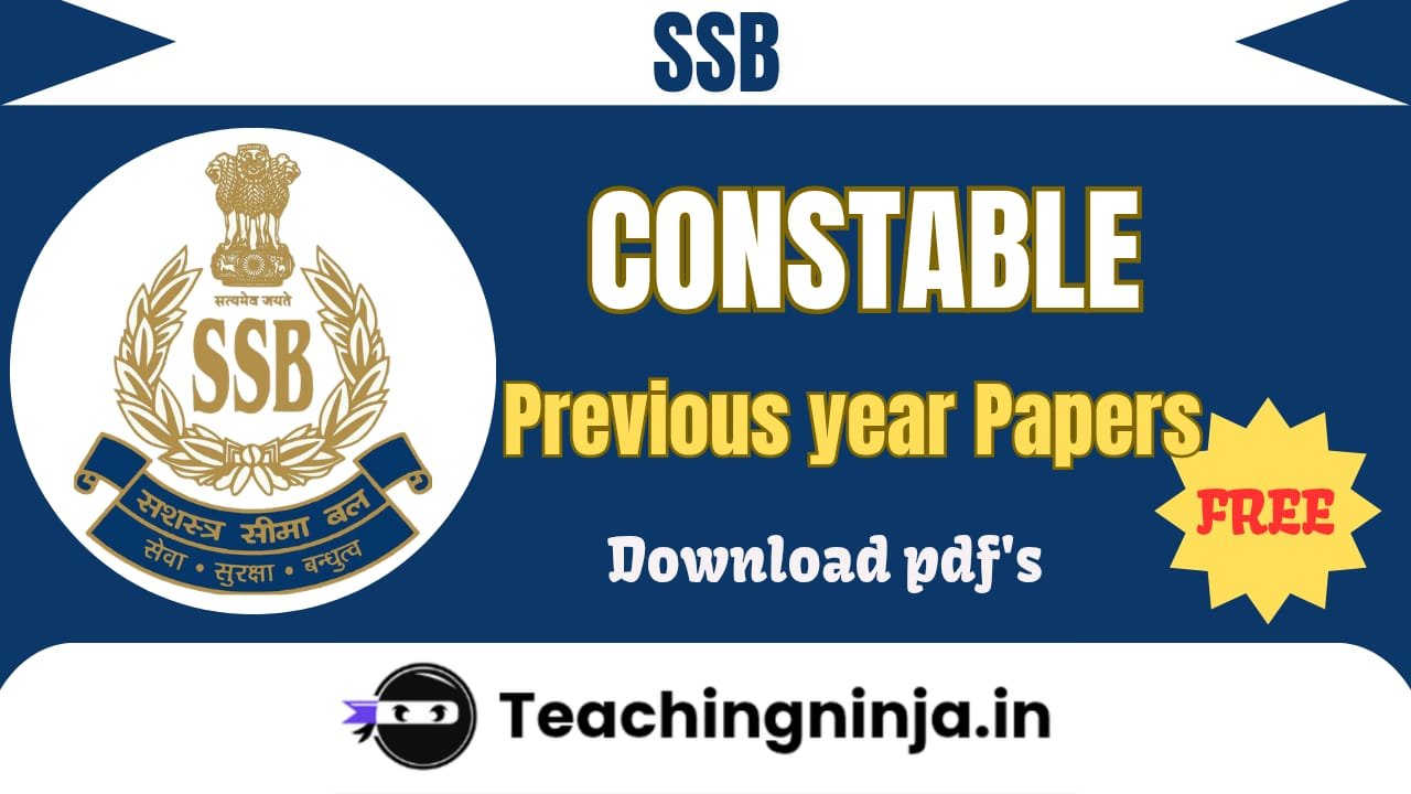 SSB Constable Previous Papers Pdf Free Download