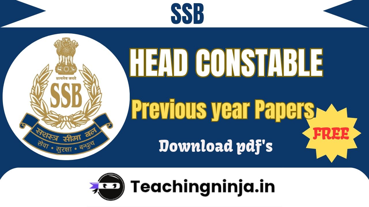 SSB Head Constable Previous Papers Pdf Download