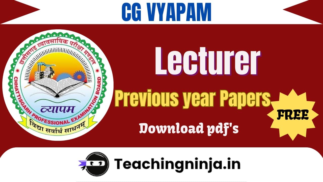 CG Vyapam Lecturer Previous Papers Pdf Download