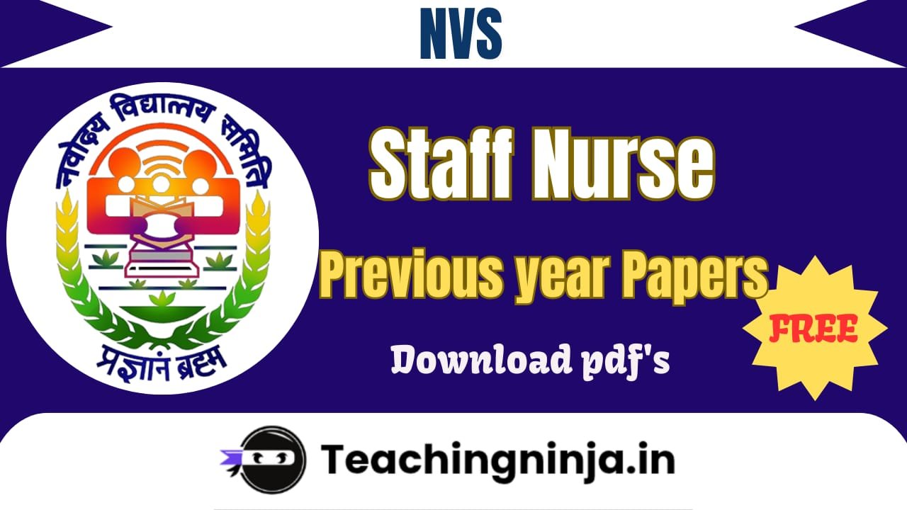 NVS Staff Nurse Previous Papers Pdf Free Download