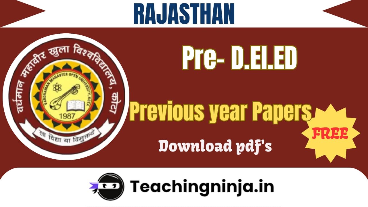 Rajasthan Pre DElEd Previous Papers Pdf Download