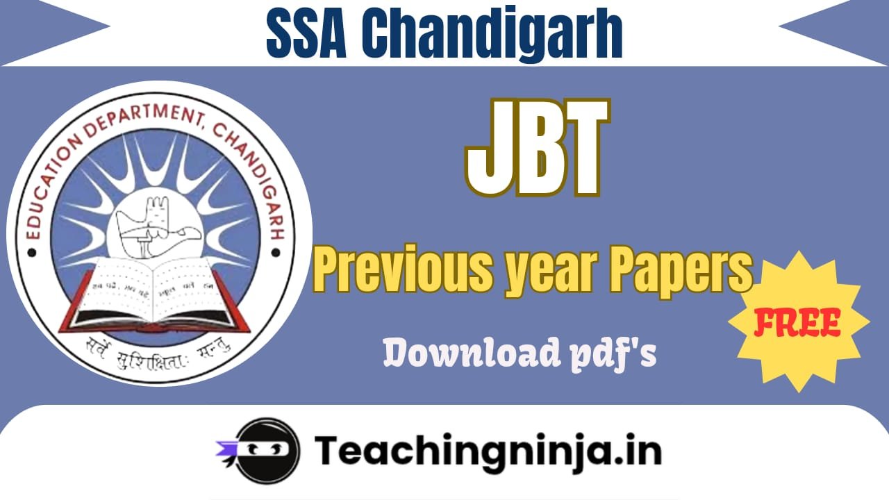 SSA Chandigarh JBT Previous Papers Pdf Download