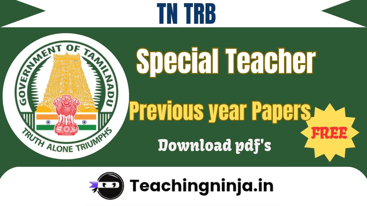 TN TRB Special Teacher Previous Papers Pdf Free
