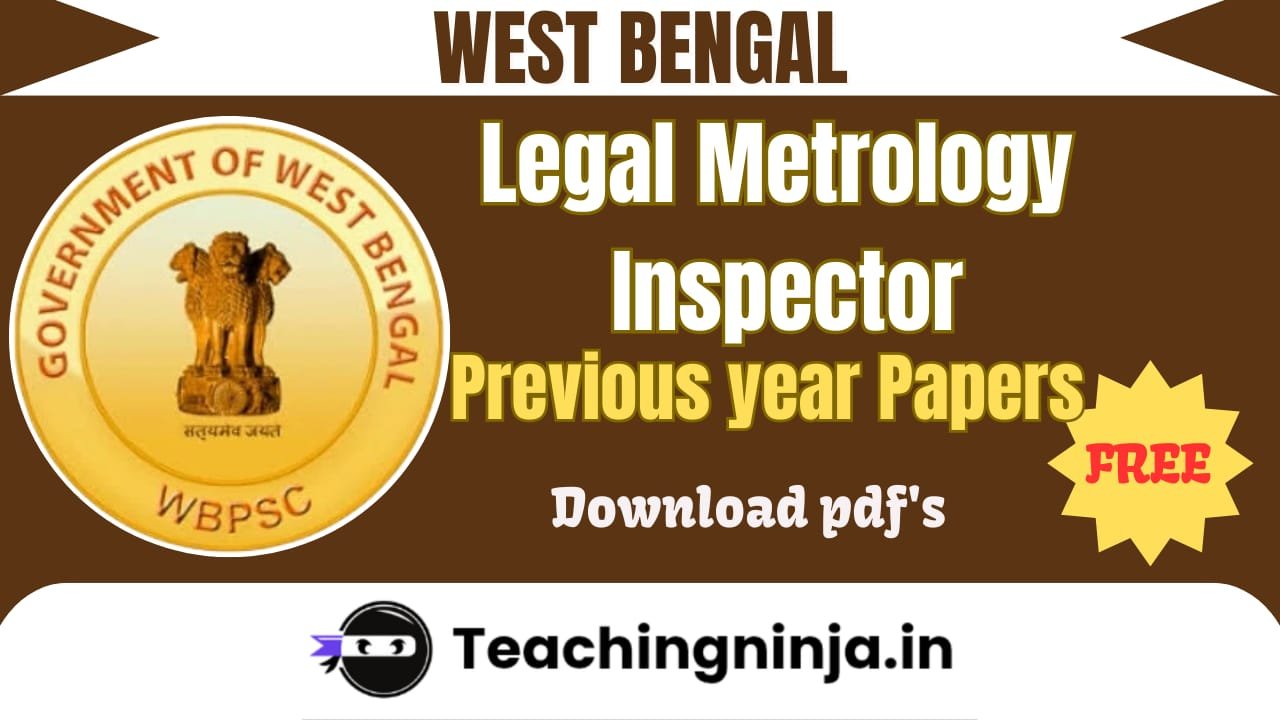 WBPSC Legal Metrology Inspector Previous Papers Pdf Download