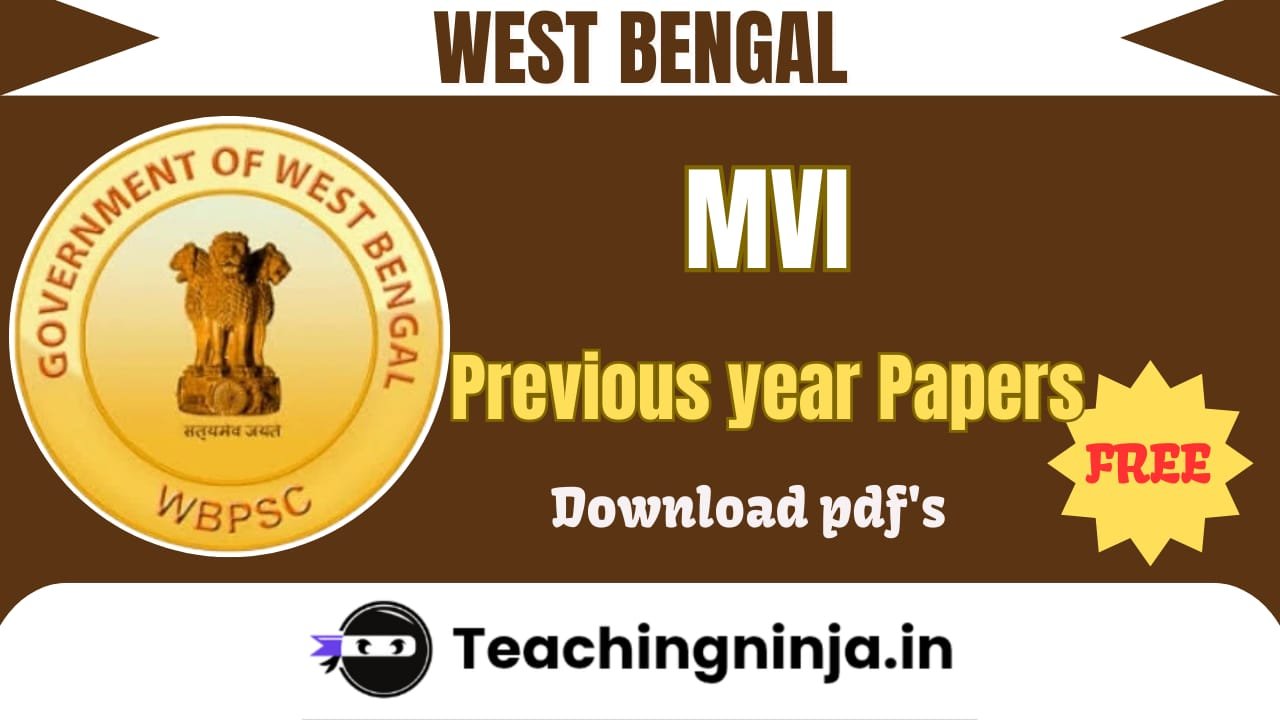WBPSC MVI Previous Question Papers Pdf Download