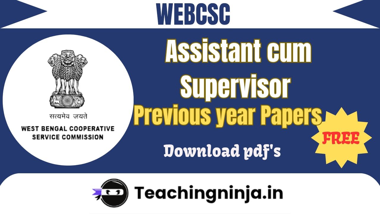 WEBCSC Assistant cum Supervisor Previous Papers Pdf Download