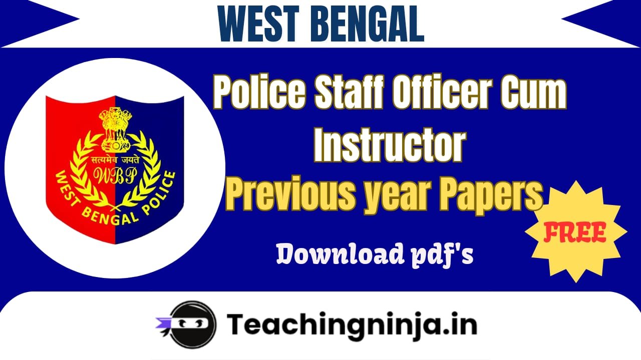 WB Police SO cum Instructor Previous Papers Pdf