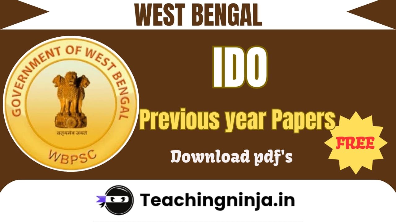 WBPSC IDO 2025 Previous Papers Pdf Free Download