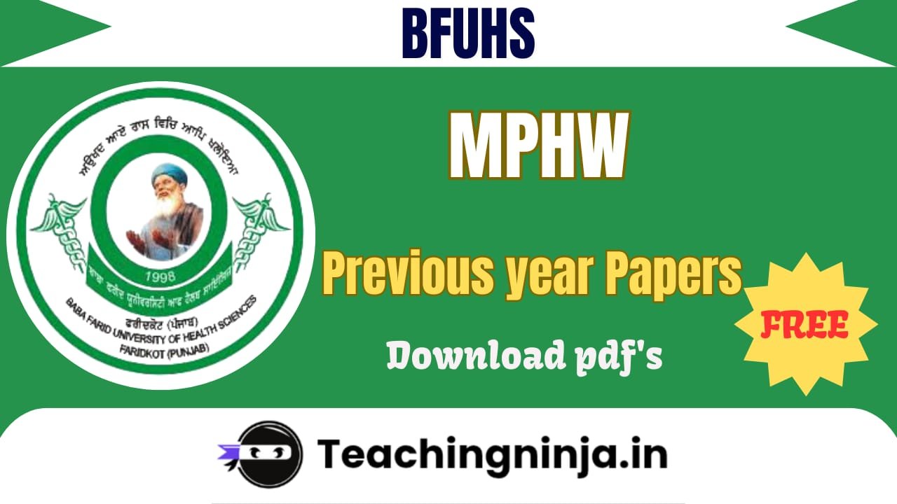 BFUHS MPHW Previous Question Papers Pdf Download