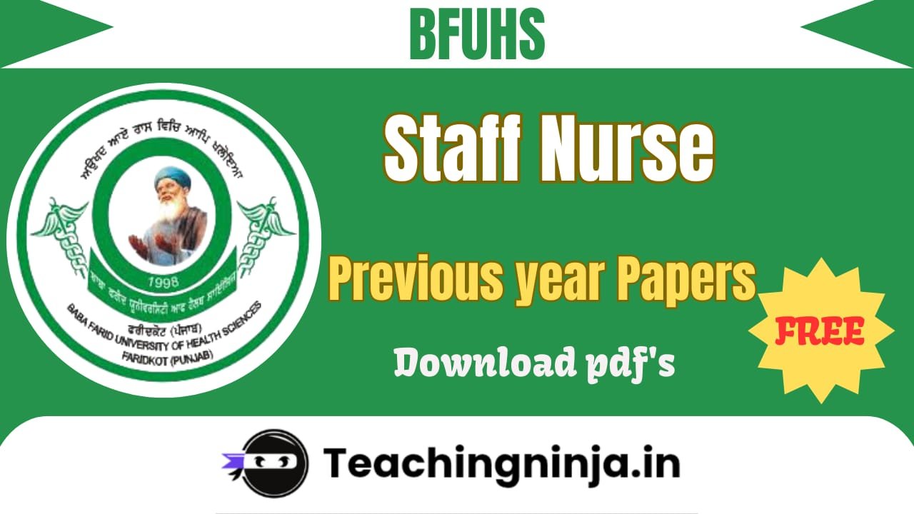 BFUHS Staff Nurse Previous Papers Pdf Free Download