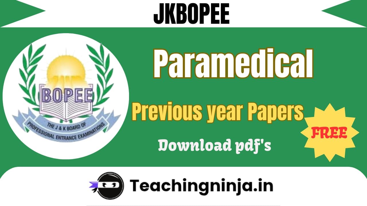 JKBOPEE Paramedical Previous Papers Pdf Download