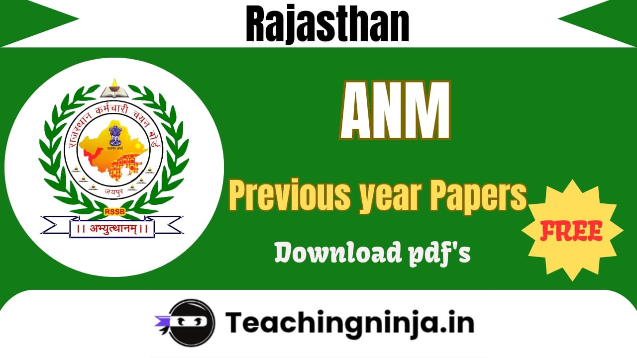 Rajasthan ANM Previous Papers Pdf Free Download