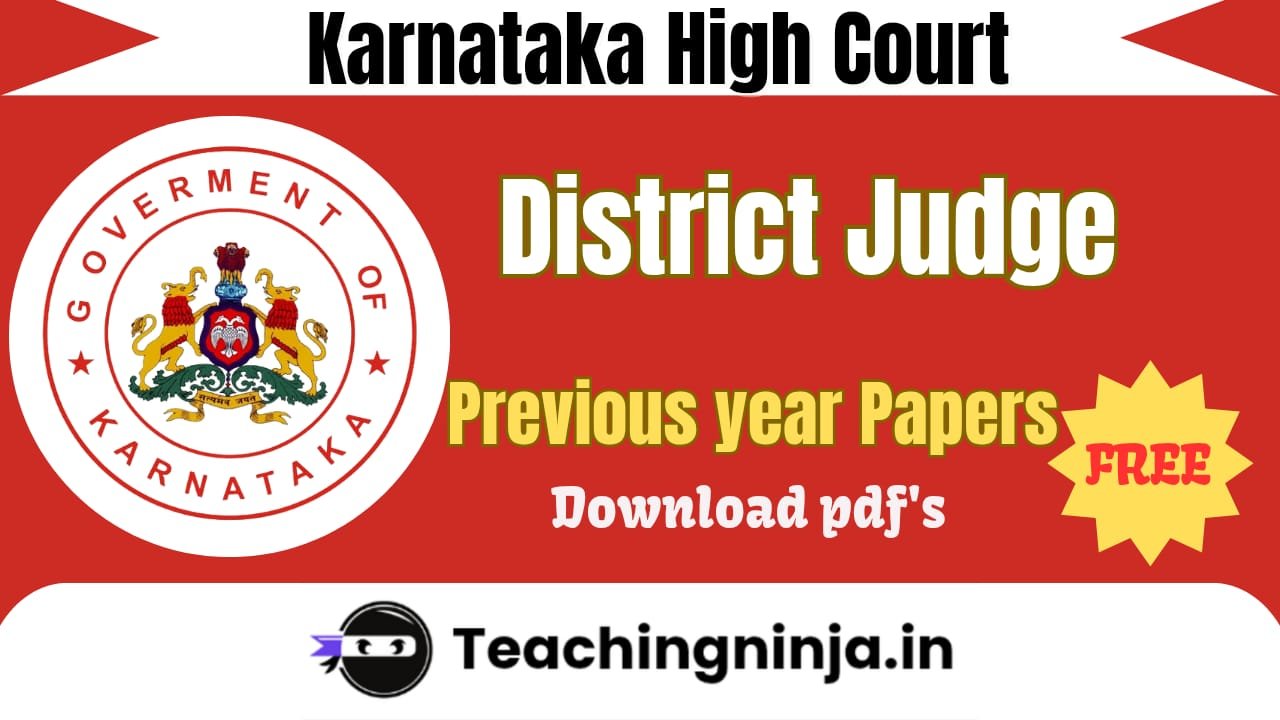 Karnataka HC District Judge Previous Papers Pdf Download