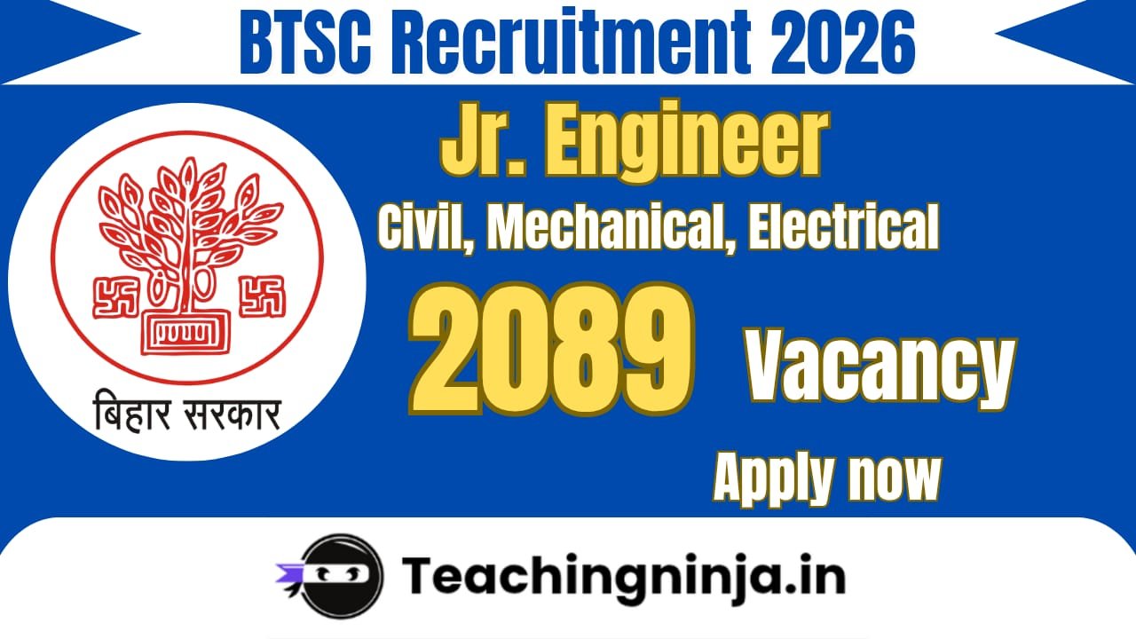 BTSC Recruitment 2026 JE 2089 Posts Apply Online