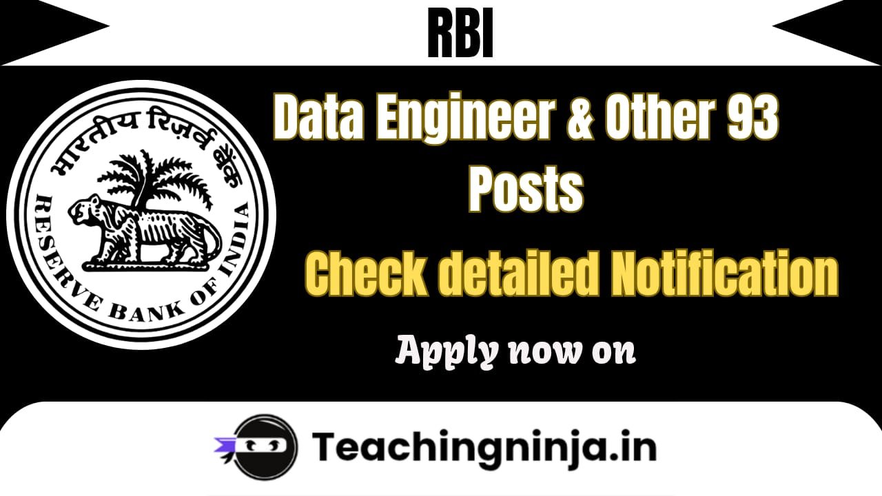 RBI Data Engineer Recruitment and Other 93 Vacancies