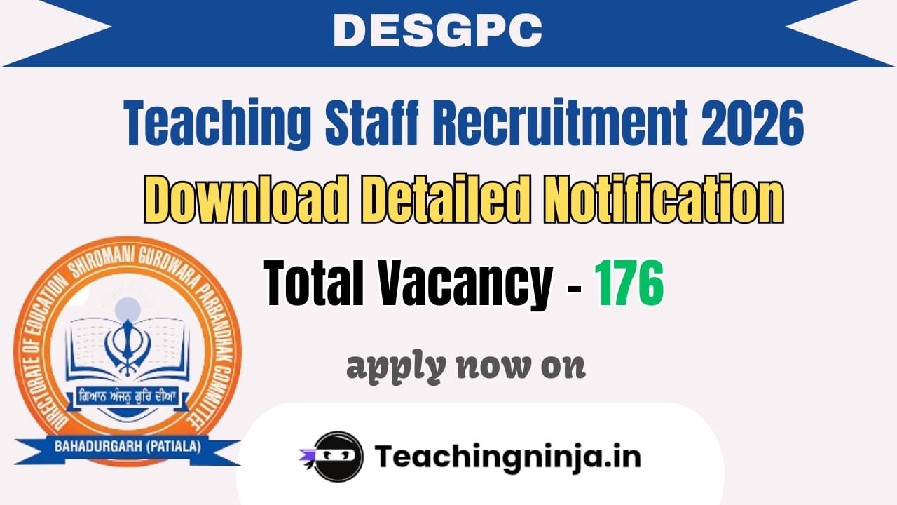 DESGPC Teaching Staff Notification 2025 out for 176 Posts