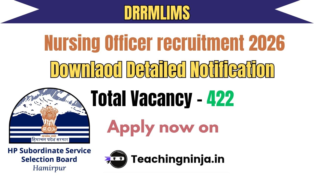 DRRMLIMS Nursing Officer Notification 2025 out for 422 Posts