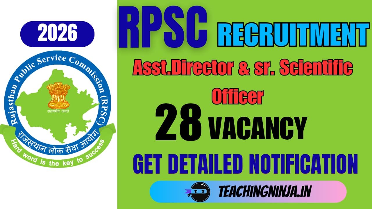 RPSC Notification 2026 out for 28 Posts Apply Online For Assistant Director And Senior Scientific Officer