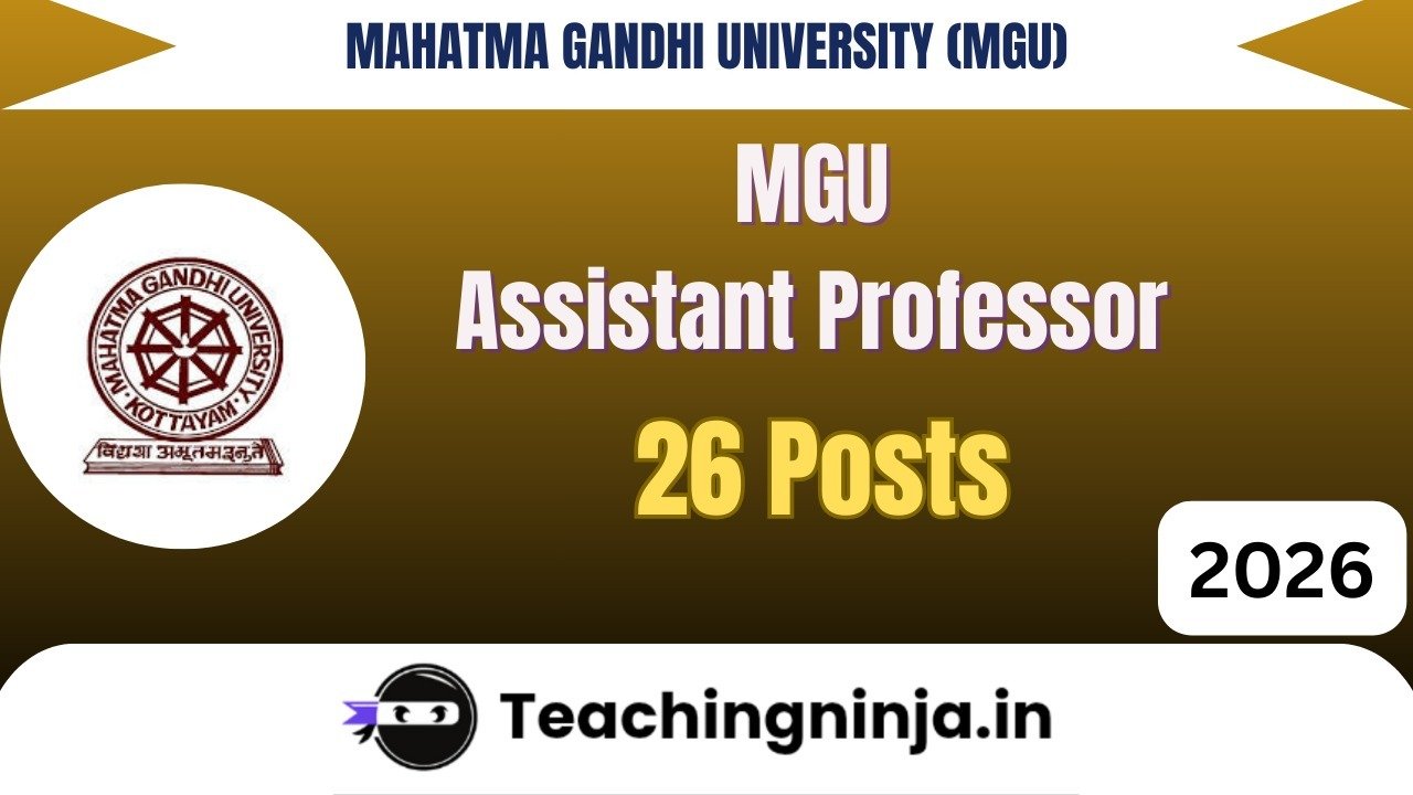 MGU Assistant Professor 2026 out for 26 Posts Apply Online