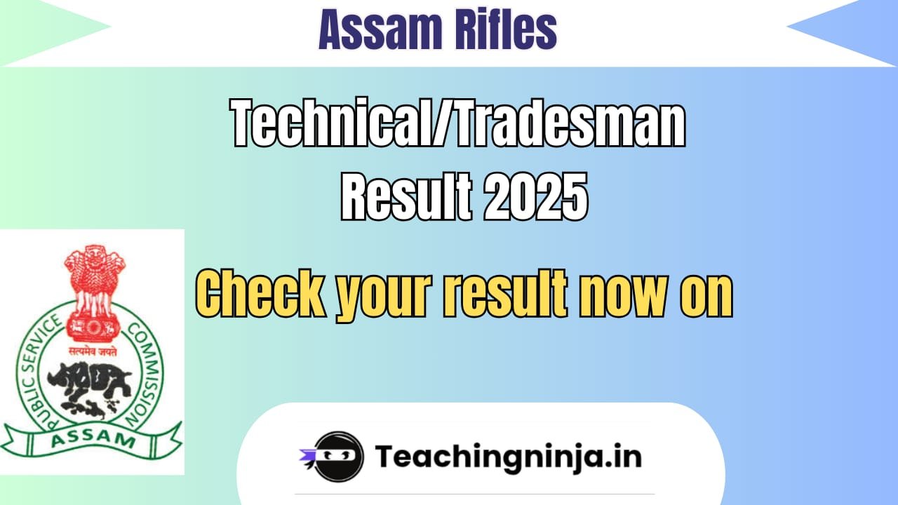 Assam Rifles Technical and Tradesman Results 2025 out