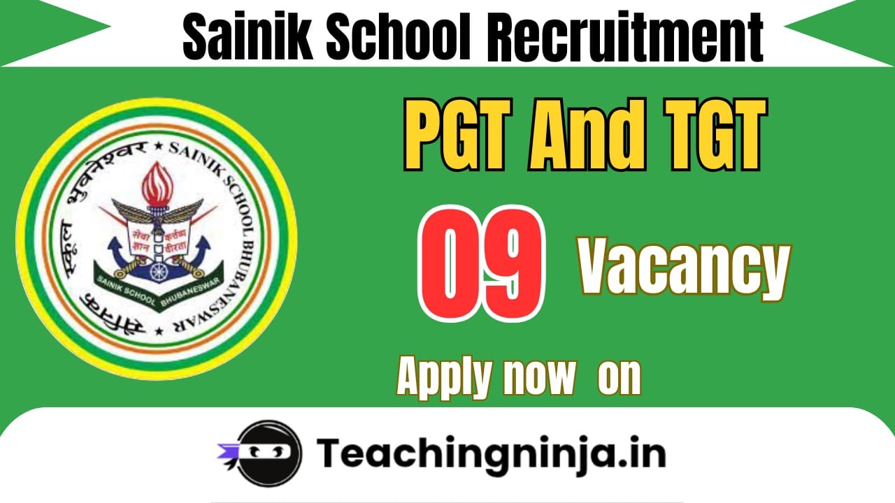 Sainik School Bhubaneswar TGT and PGT Notification 2026 Apply now.