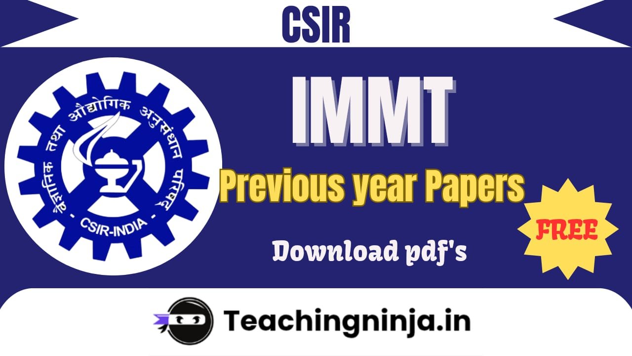 CSIR IMMT Previous Year Papers Pdf Free Download