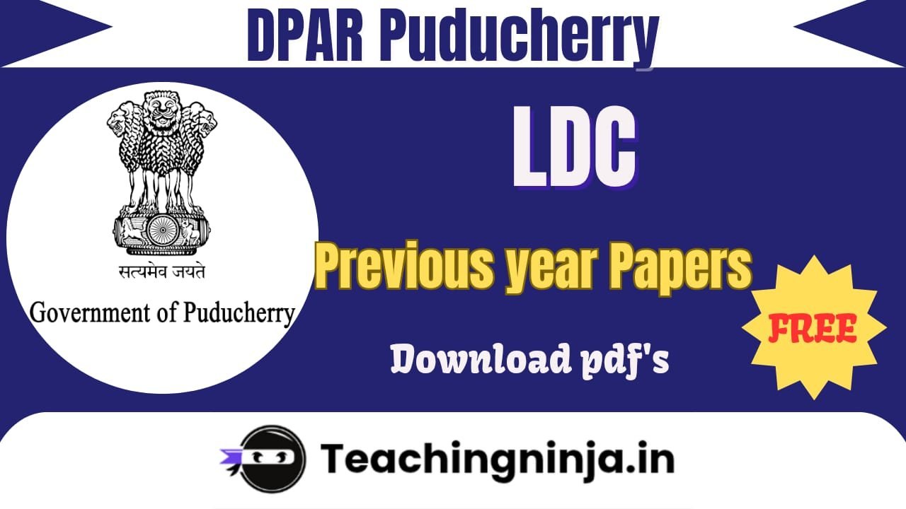 DPAR Puducherry LDC Previous Papers Pdf Free Download