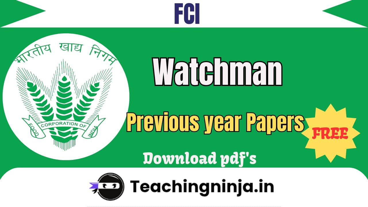 FCI Watchman Previous Papers Pdf Free Download