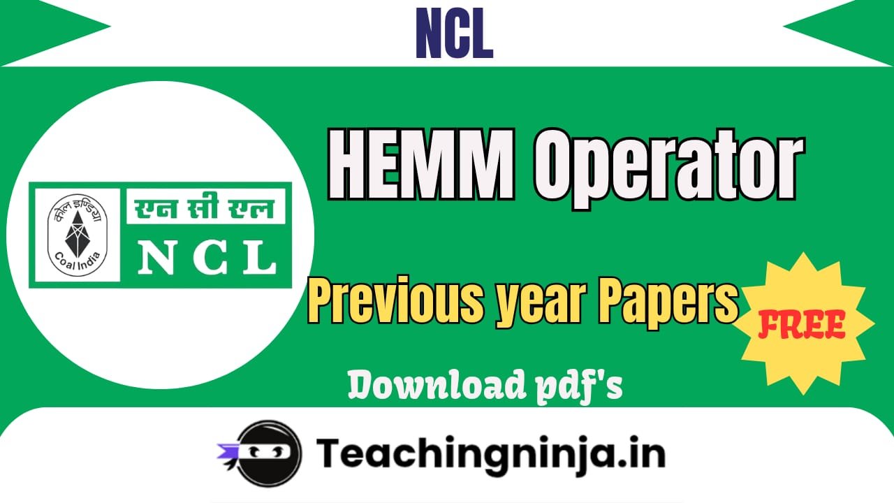 NCL HEMM Operator Previous Papers Pdf Download Free