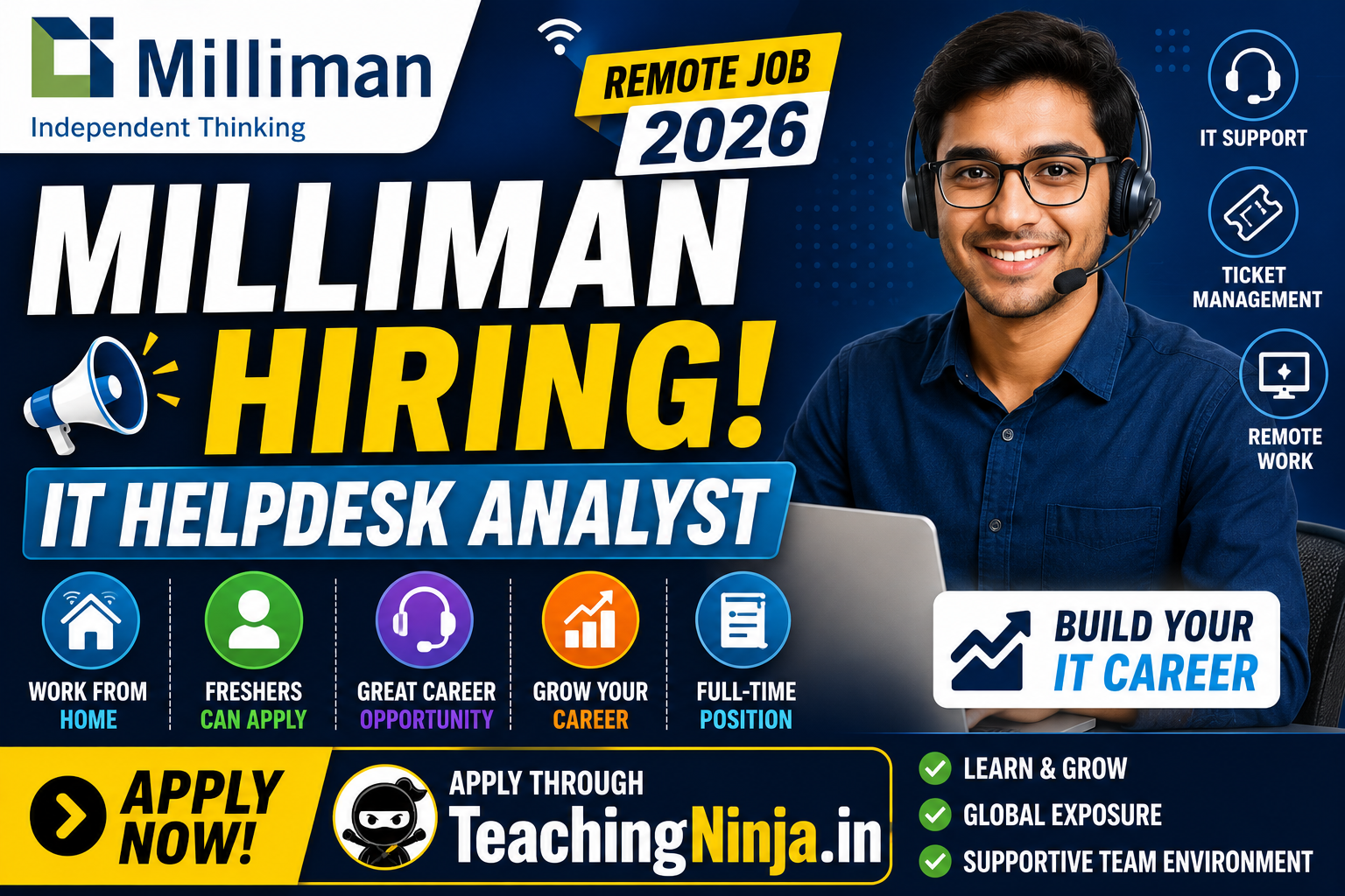 Milliman IT Helpdesk Analyst Recruitment 2026 Apply Online | Remote Work Opportunity