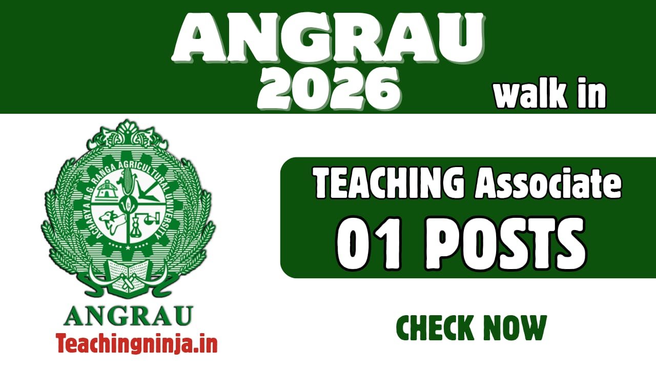 ANGRAU Teaching Associate Recruitment 2026 – Walk-In Interview for AI & Machine Learning Post | Salary Up to ₹67,000